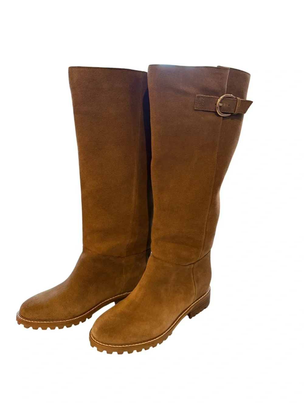 Steve Madden Leary Tan Suede Knee High Boots Size 8W Wide Calf